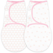 Amazing Baby - Premium Cotton Swaddle Wraps (set Of 2) - Tiny Bows & Lattice, Pink