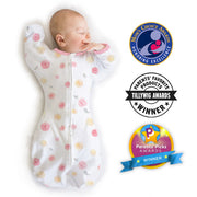 Amazing Baby - Transitional Swaddle Sack  - Arms Up 1/2-length Sleeves & Mitten Cuffs, Little Watercolor Roses