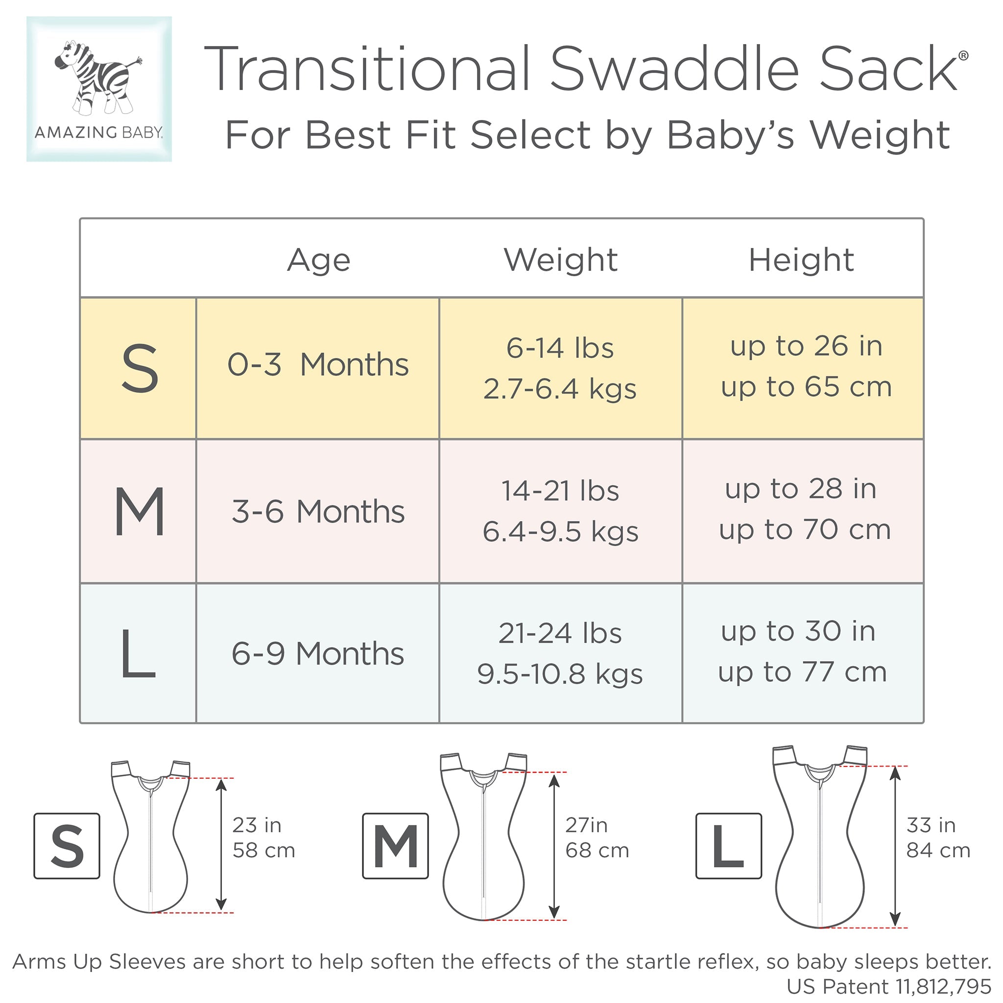 Amazing Baby - Transitional Swaddle Sack  - Arms Up 1/2-length Sleeves & Mitten Cuffs, Tiny Elephants, Blue