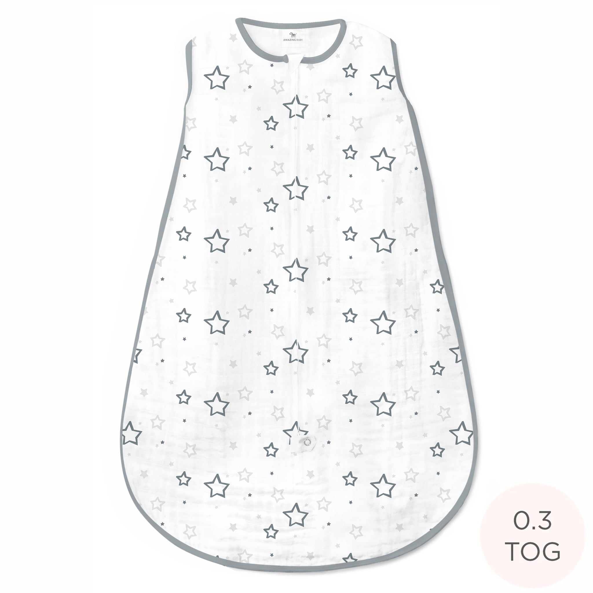 Amazing Baby - Muslin Non-weighted Zzzipme Sack  - Stars