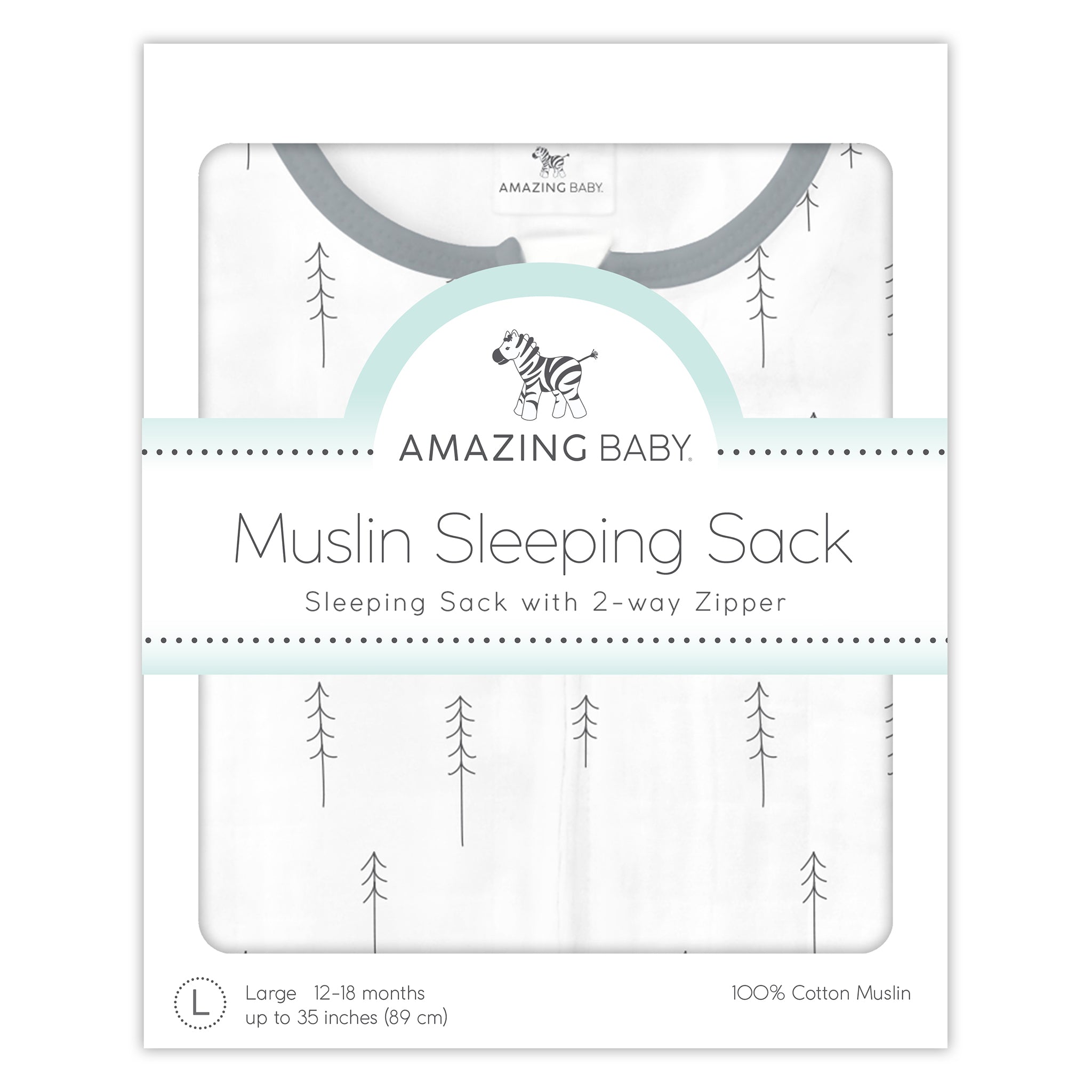 Amazing Baby - Muslin Non-weighted Zzzipme Sack  - Trees