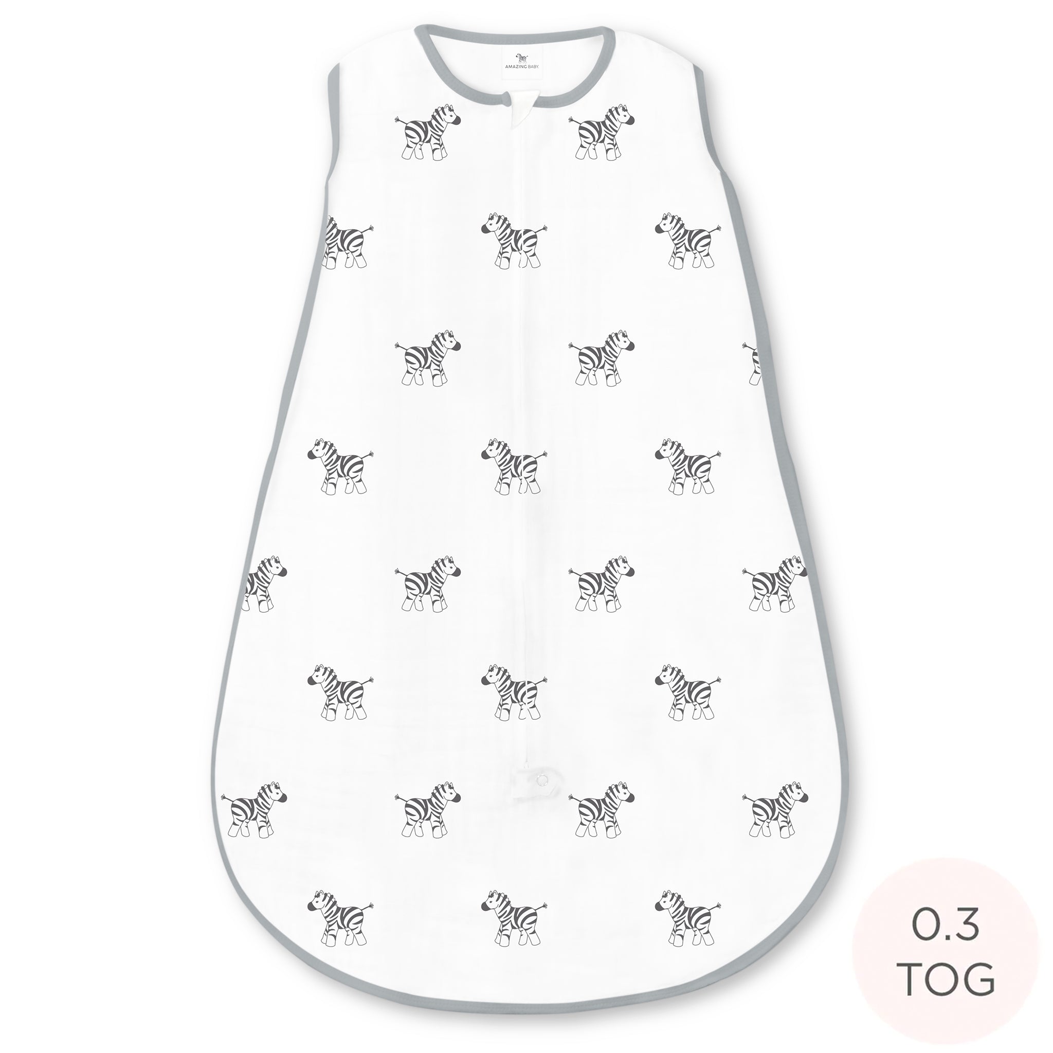 Amazing Baby - Muslin Non-weighted Zzzipme Sack  - Zebra