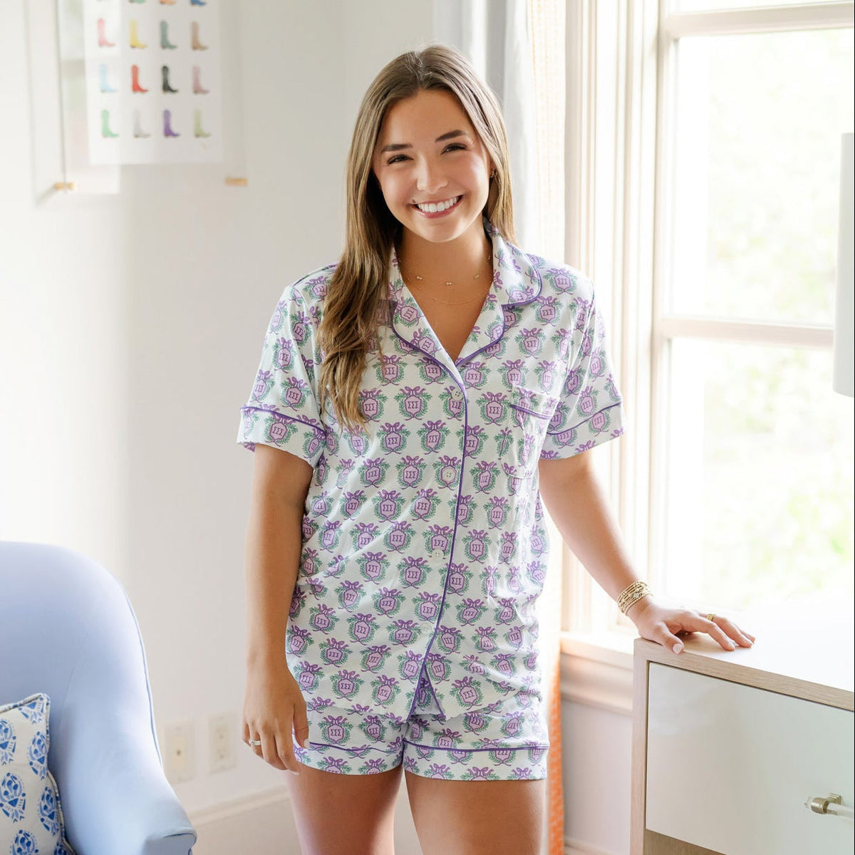 Claire Women's Pajama Short Set - Sigma Sigma Sigma Crest