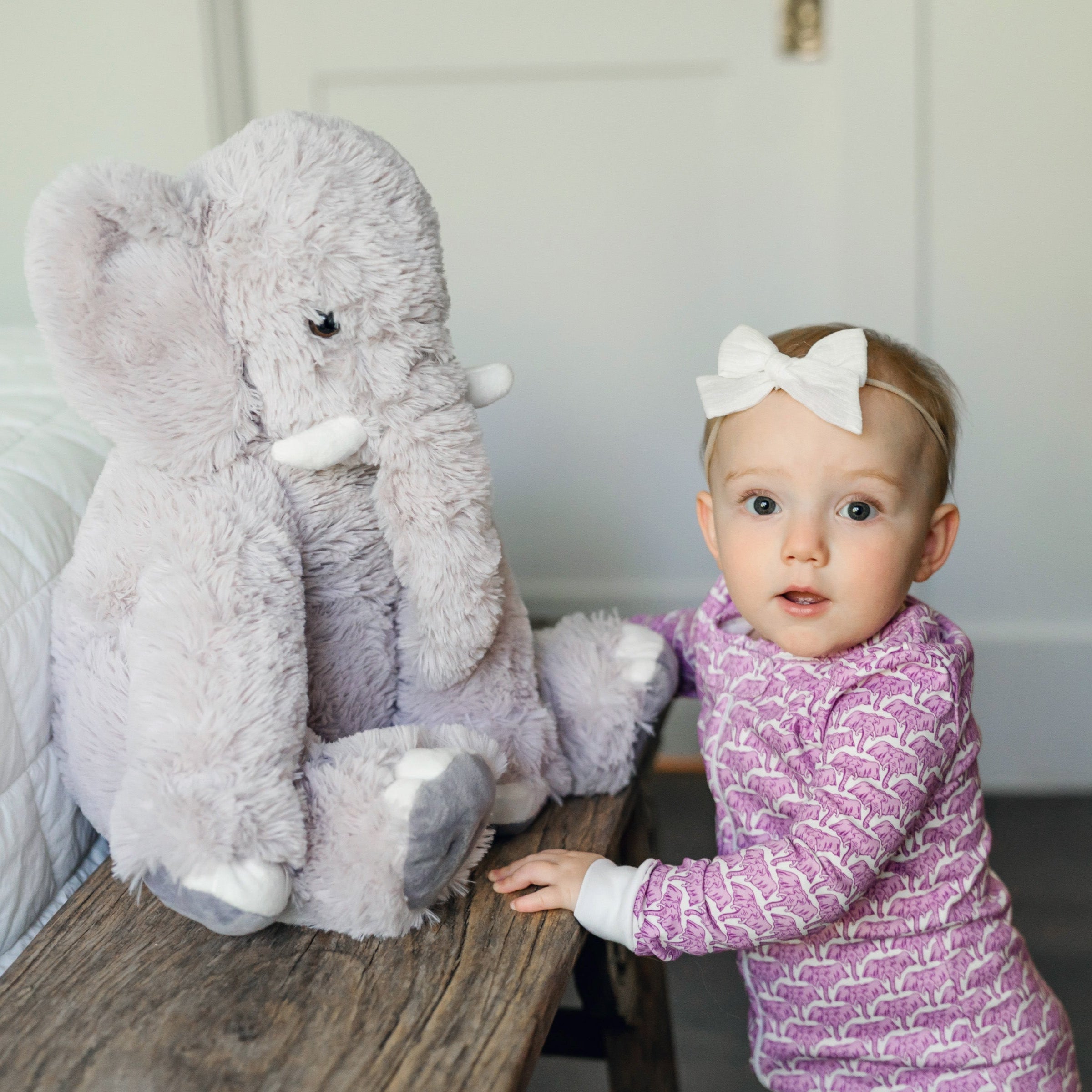 Parker Girls' Pima Cotton Zipper Pajama - African Elephants Pink