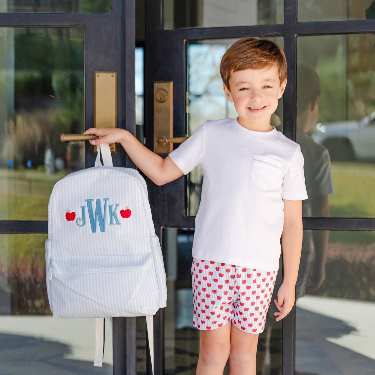 Walker Boys' Short Set - Schoolhouse Apples Blue