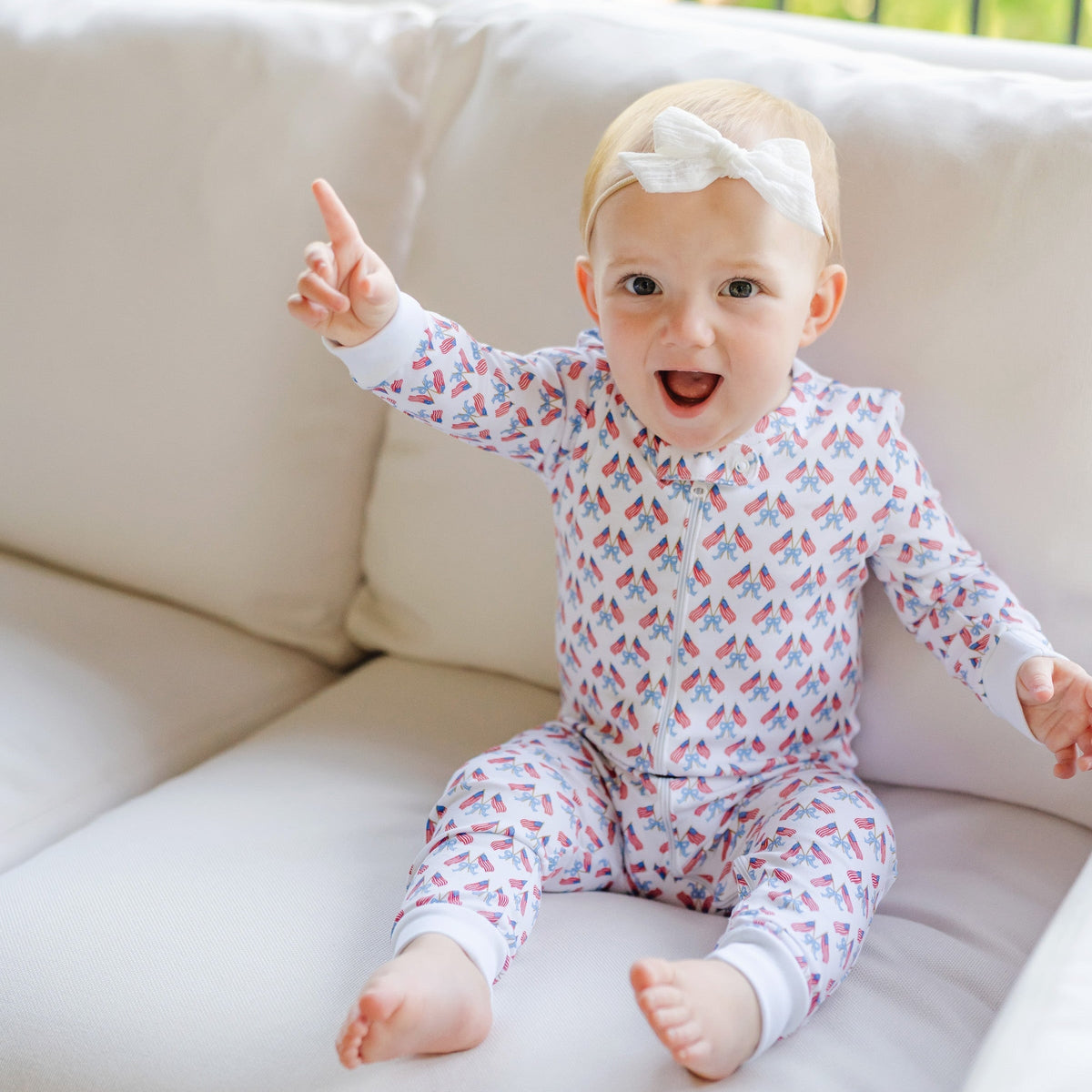Parker Girls' Zipper Pajama - Stars, Stripes And Bows