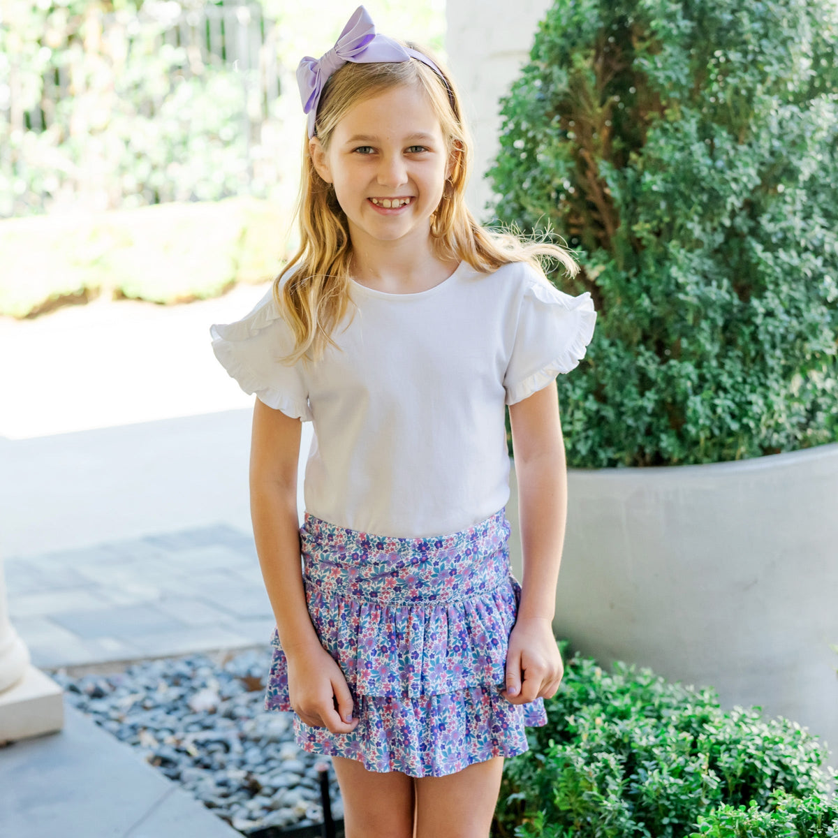 Maggie Girls' Tiered Skirt Blackberry Floral