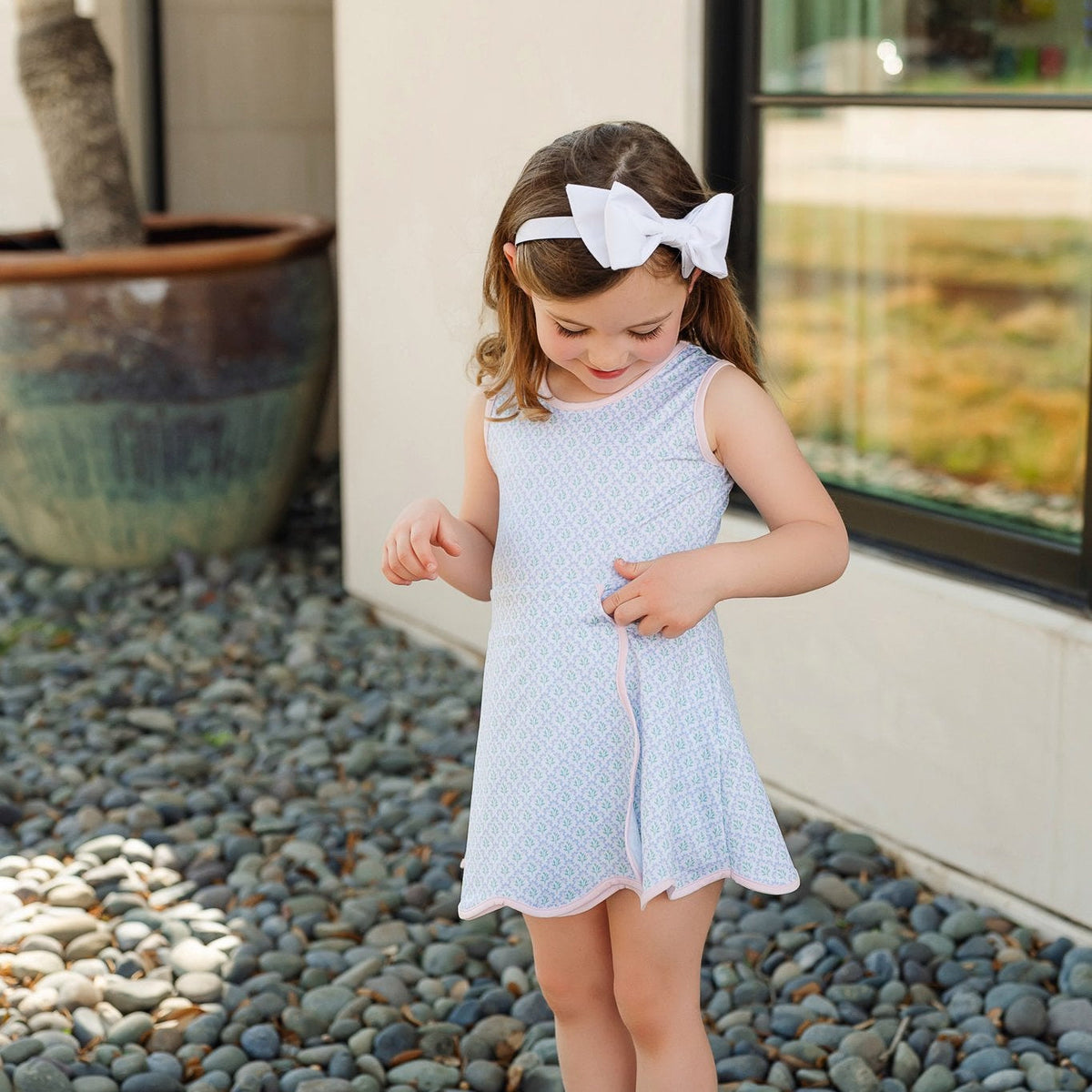 Taylor Girls' Performance Dress By Lh Sport - Trellis Bloom Blue