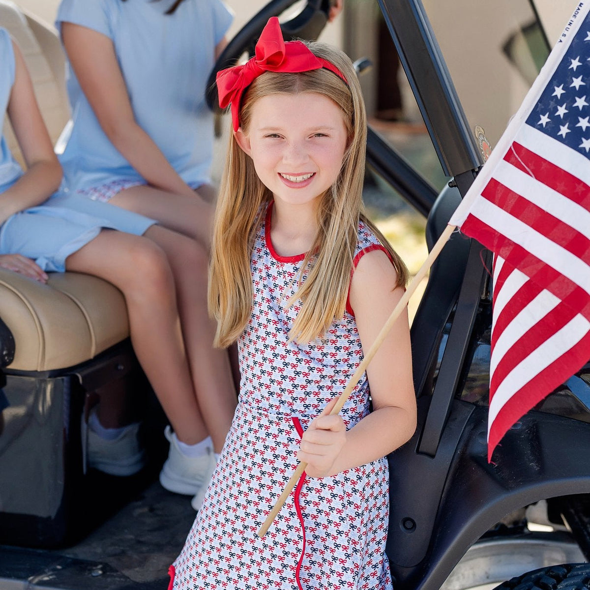 Taylor Girls' Performance Dress By Lh Sport - Put A Bow On It Patriotic