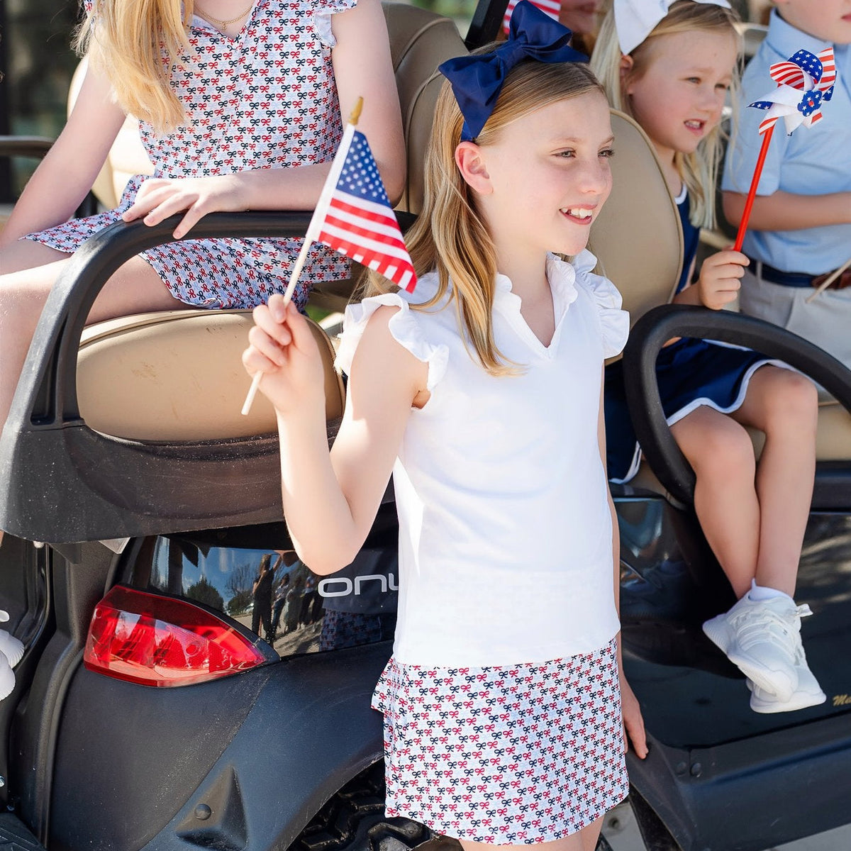 Margot Girls' Performance Skirt By Lh Sport - Put A Bow On It Patriotic