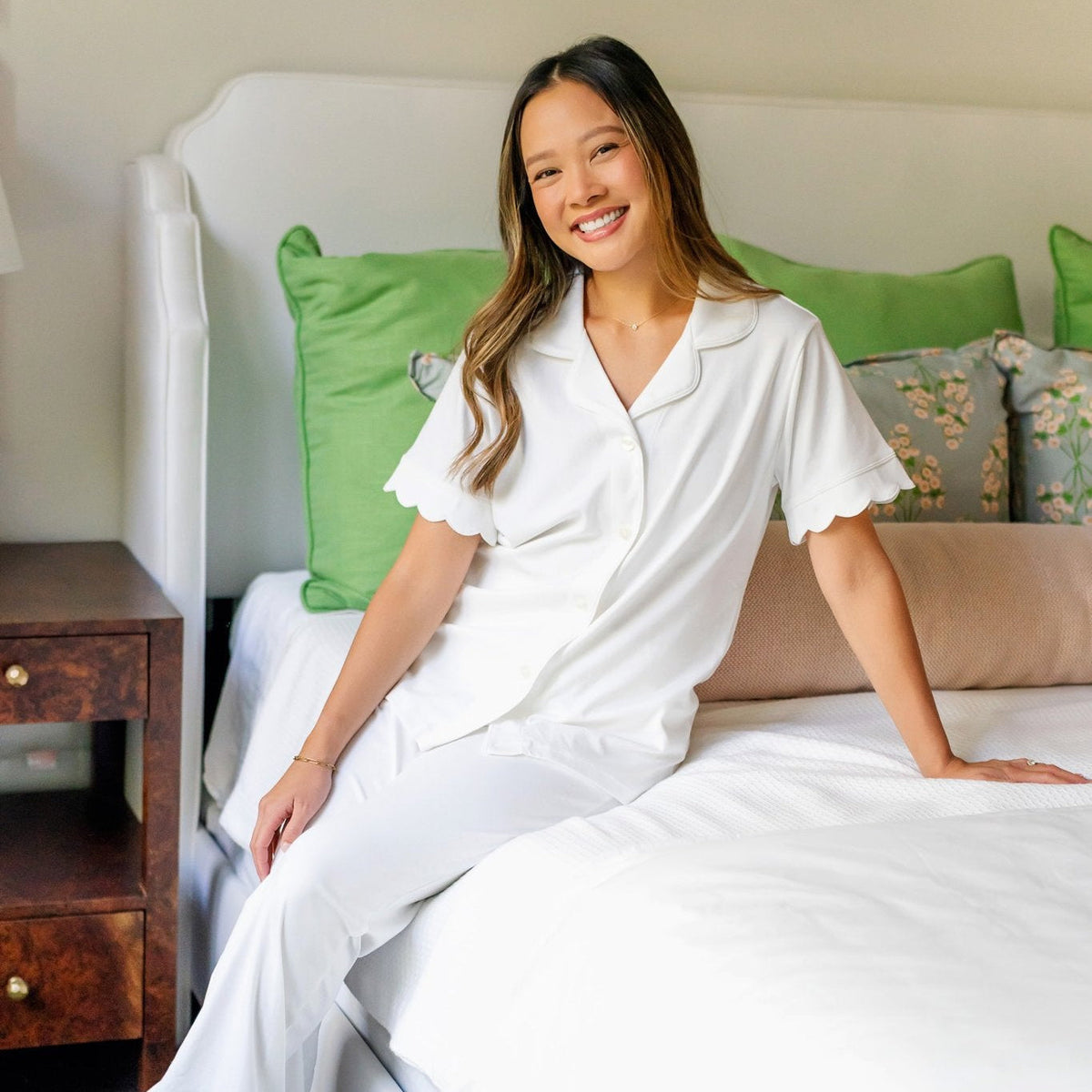Megan Women's Pajama Pant Set - White