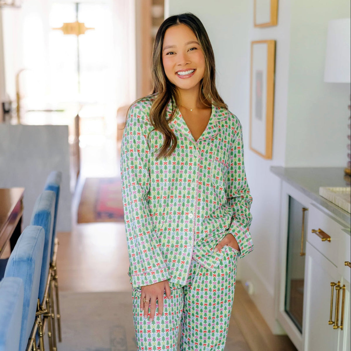 Alee Women's Long Sleeve Pant Set - Tree Topper Bows