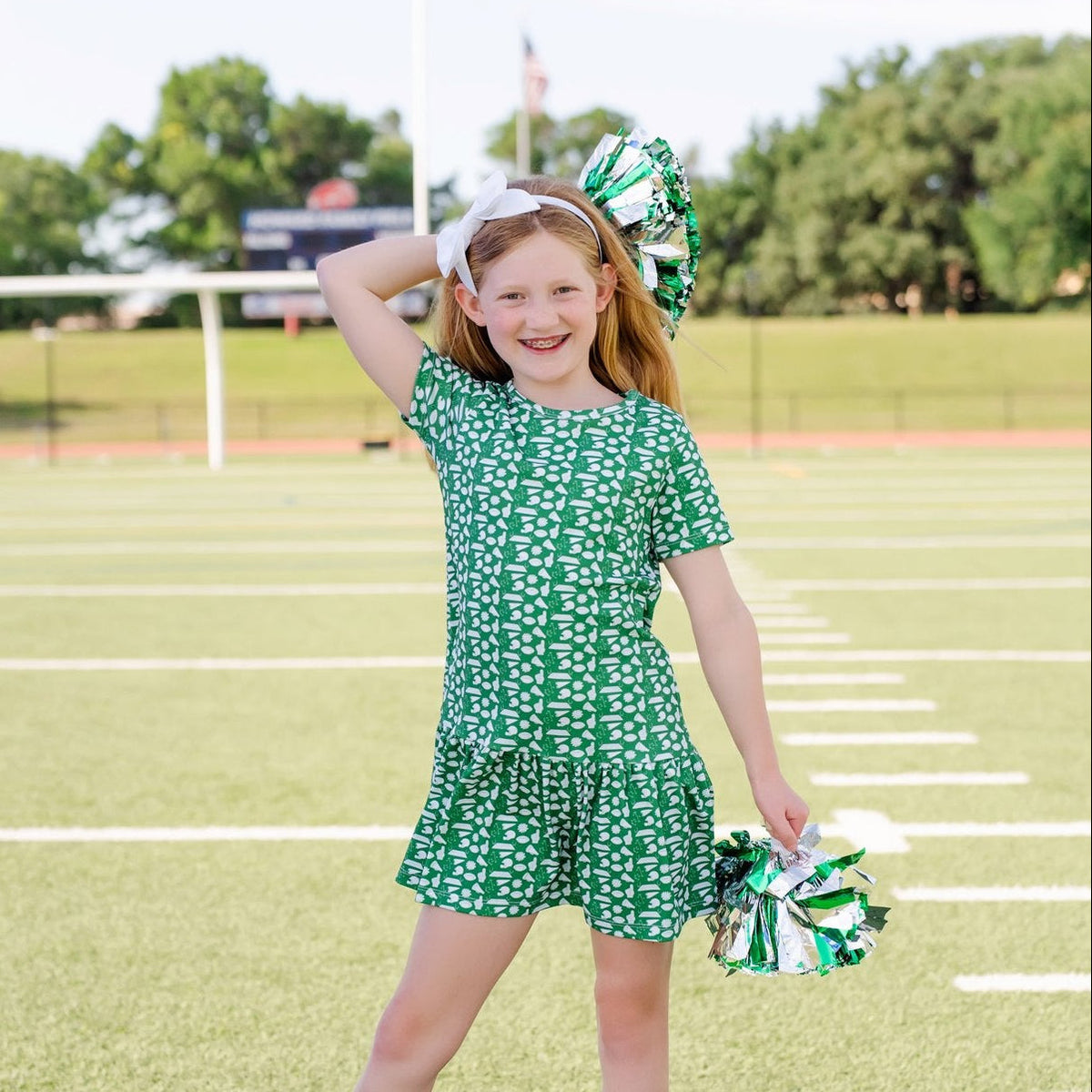 Lottie Girls' Dress - Pep Rally Green