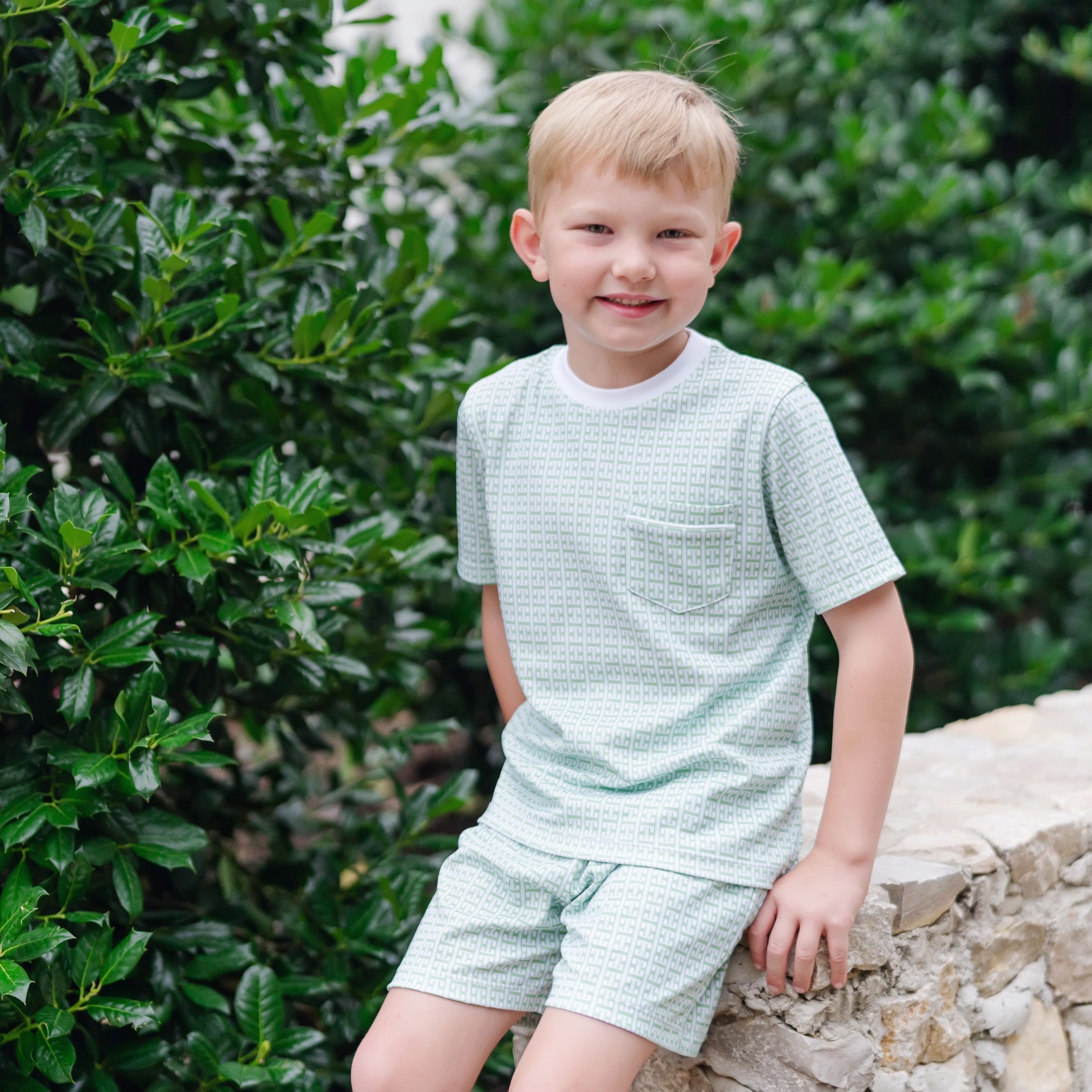 Charles Boys' Short Set - Garden Trellis