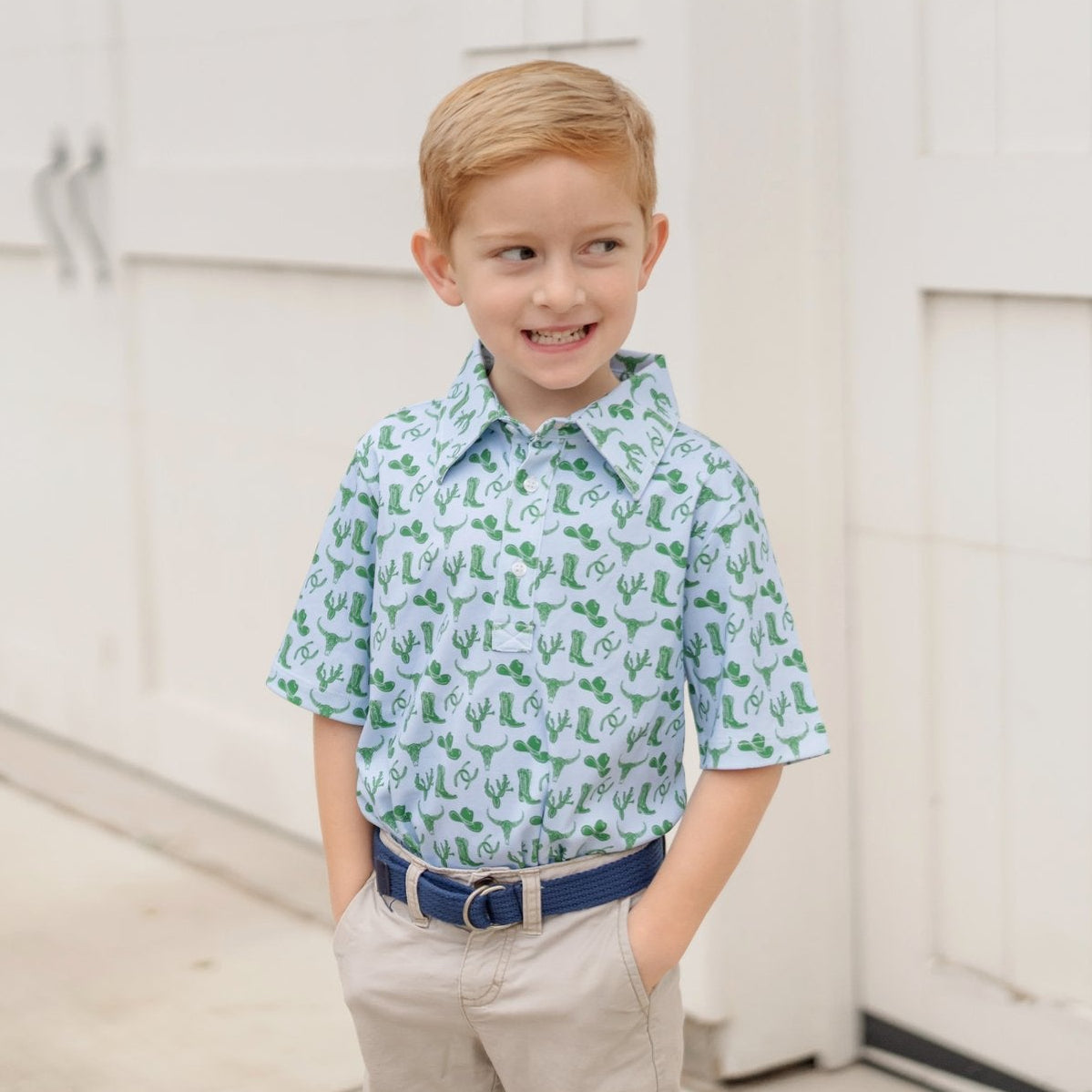 Griffin Boys' Pima Cotton Polo Golf Shirt - Wild West Blue