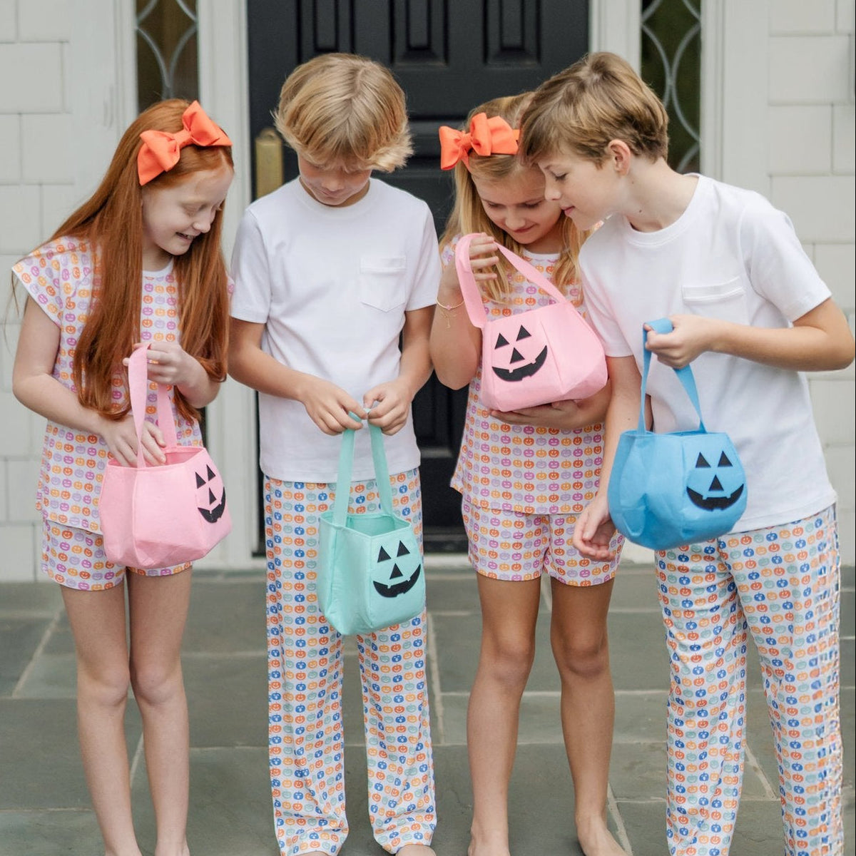 Emery Girls' Short Set - Preppy Pumpkins Bright