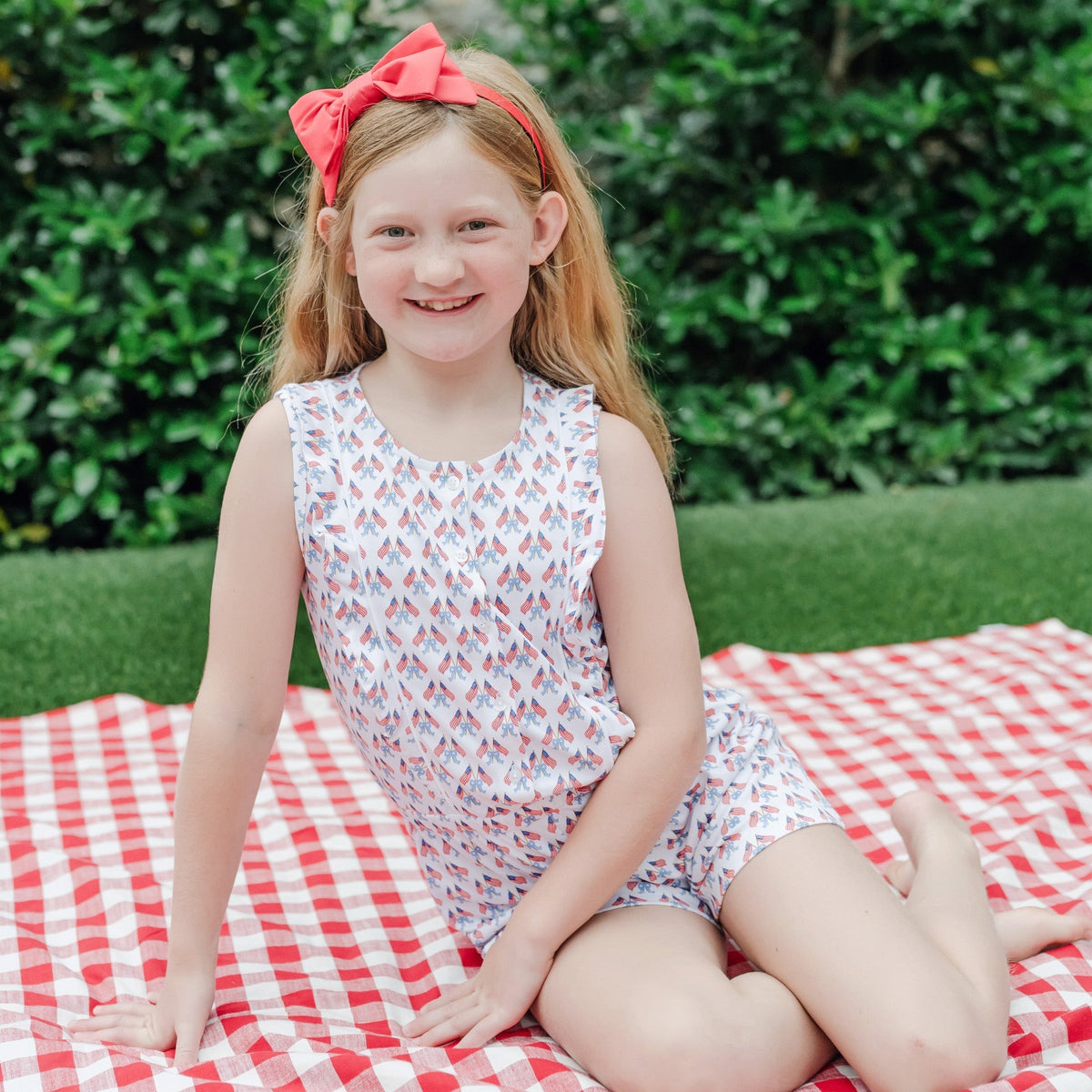 Lola Girls' Romper - Stars, Stripes And Bows