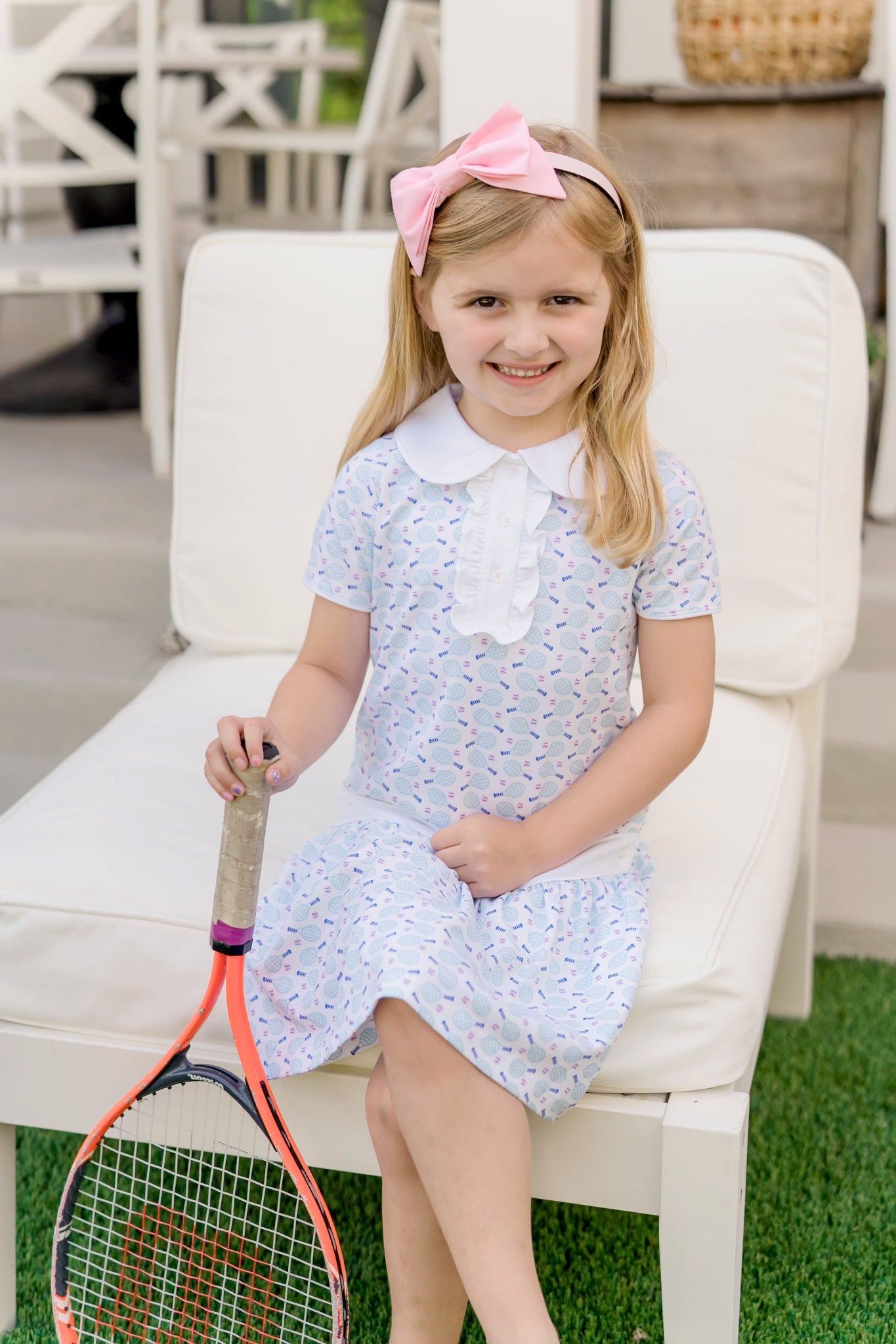 Sydney Girls' Pima Cotton Dress - Tennis Match Pink