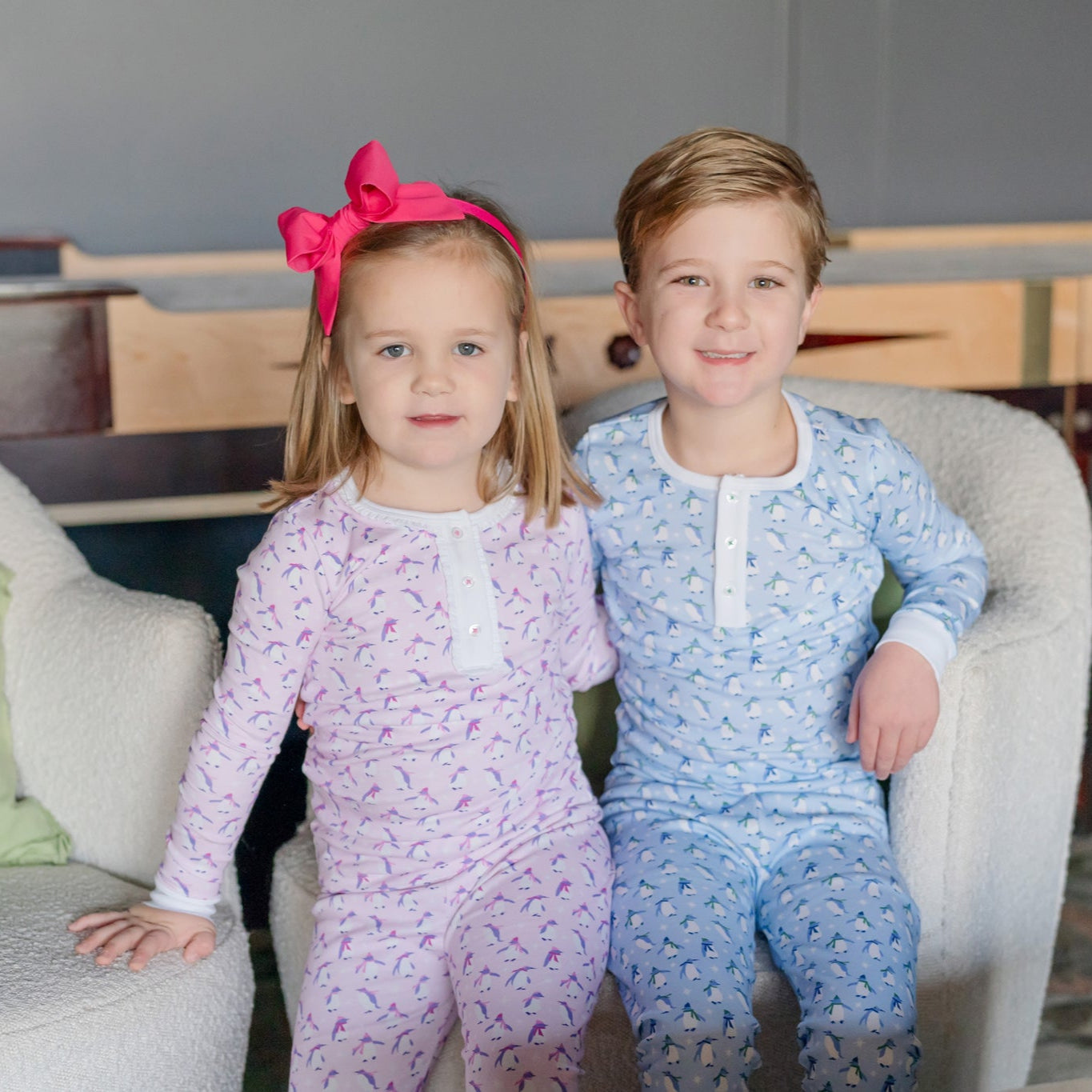 Jack Boys' Pajama Pant Set Penguin Party Blue