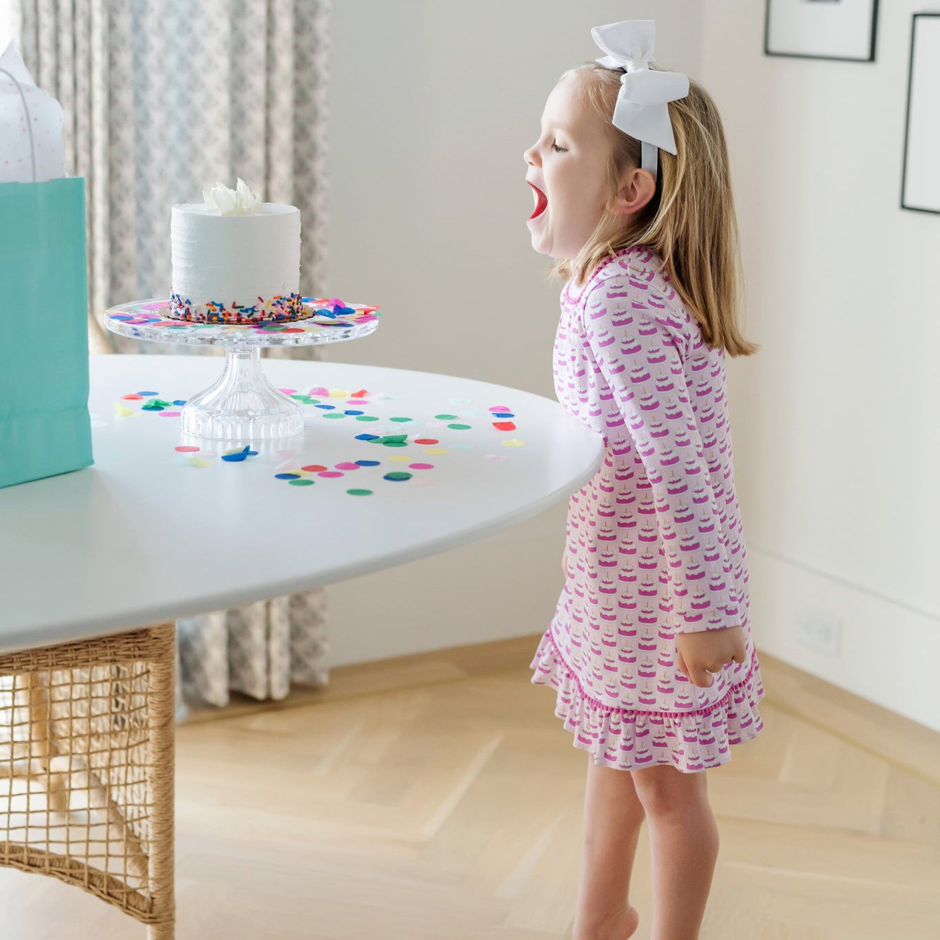 Carlin Girls' Dress - Birthday Cake Pink