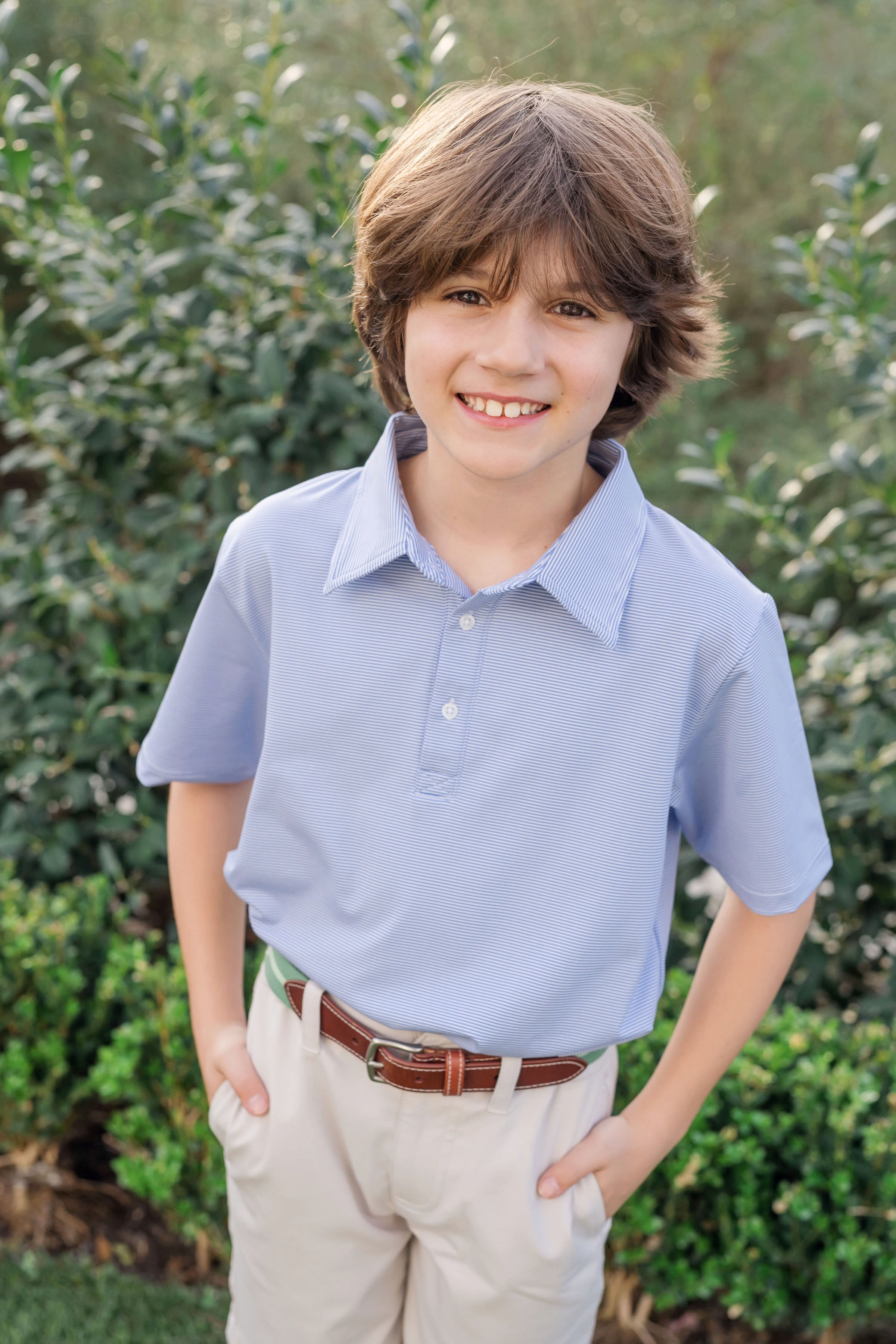 Will Boys' Golf Performance Polo Shirt - Blue Stripes