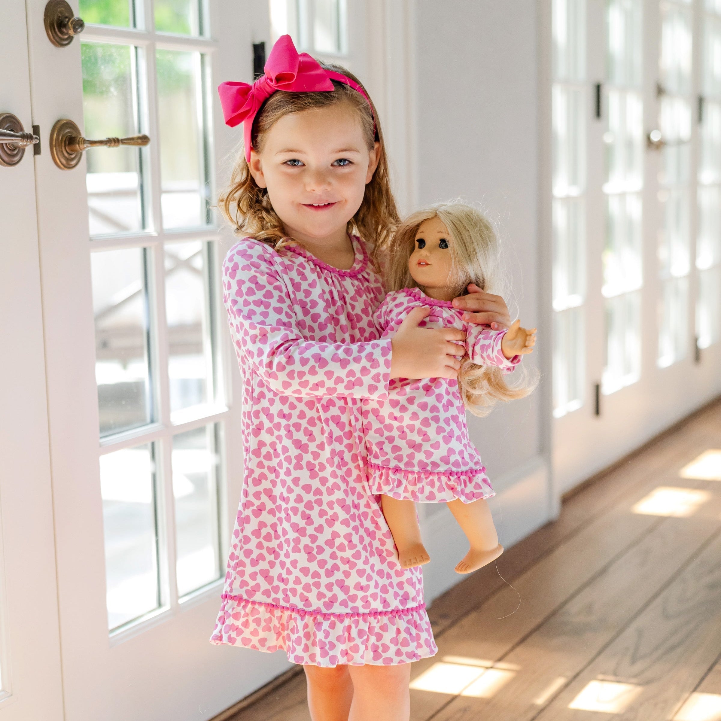 Carlin Girls' Dress - Confetti Hearts Pink