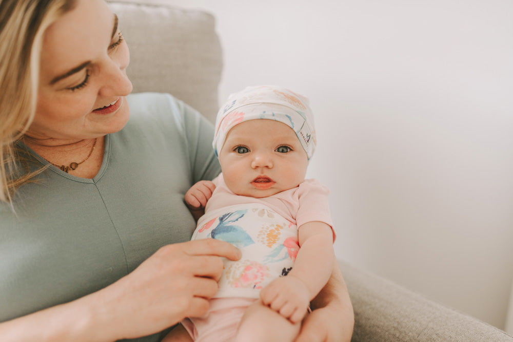 Newborn Top Knot Hat - Aquarelle