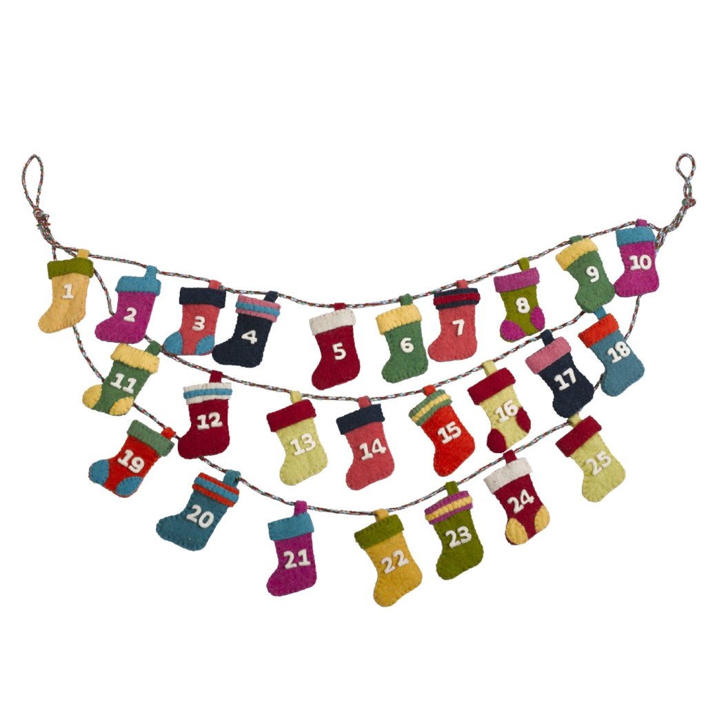 Handmade Hand Felted Wool Little Stockings Advent Calendar