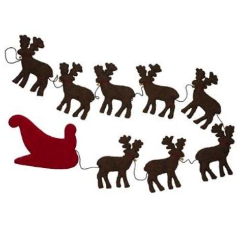 Handmade Reindeer Christmas Garland In Hand Felted Wool - 6'