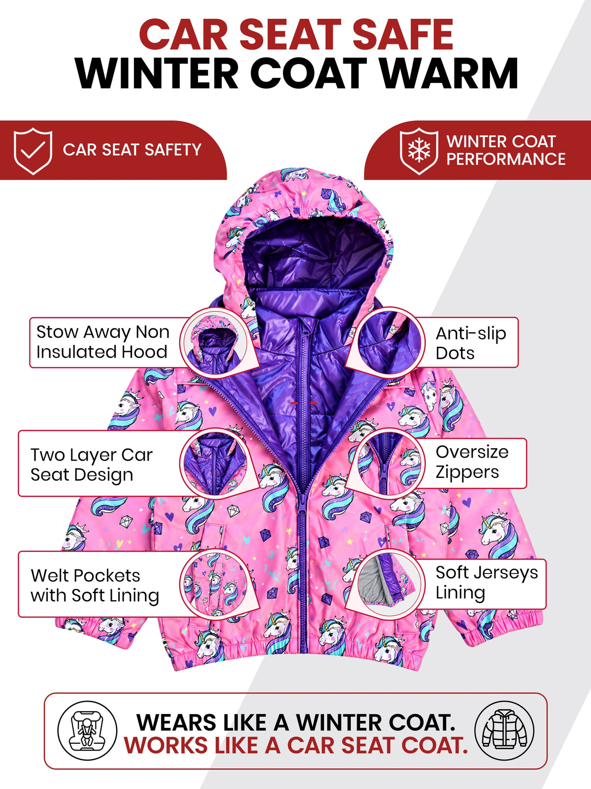 Car Seat Coat | The Road Coat Transition - Unicorn Print