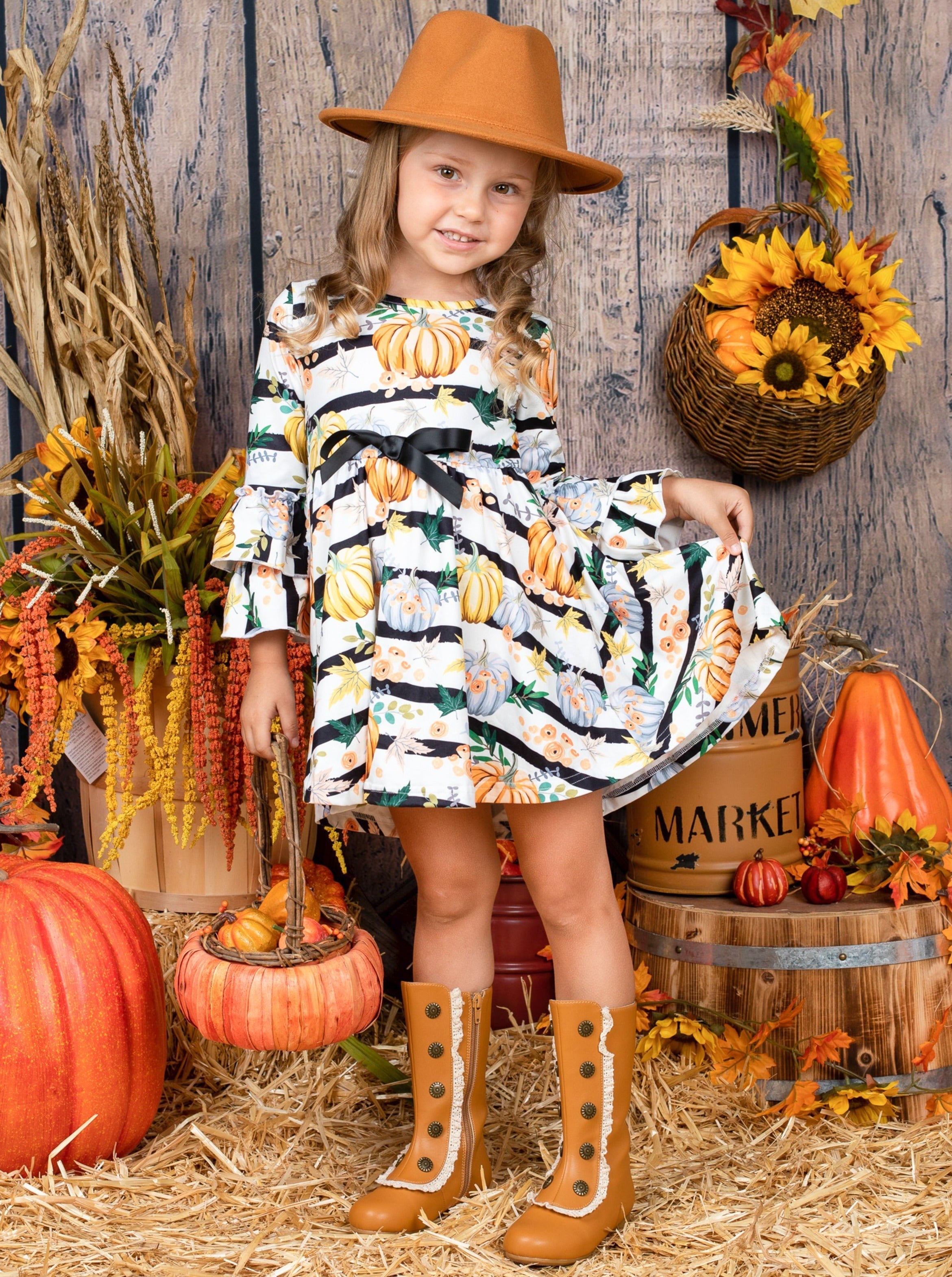 Chic Pumpkin Striped Hi-lo Dress