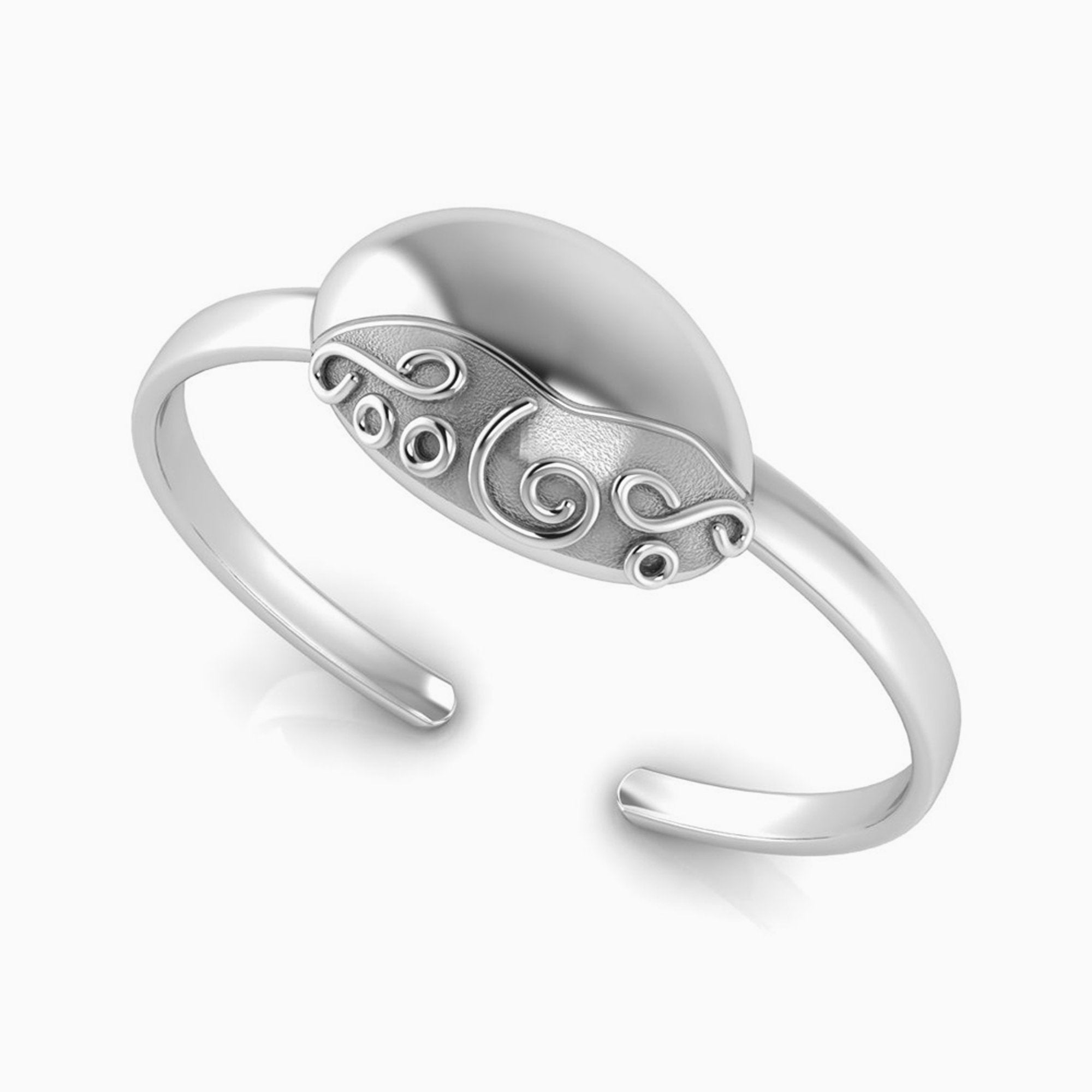 Sterling Silver Baby Floral Id Bracelet Bangle By Krysaliis
