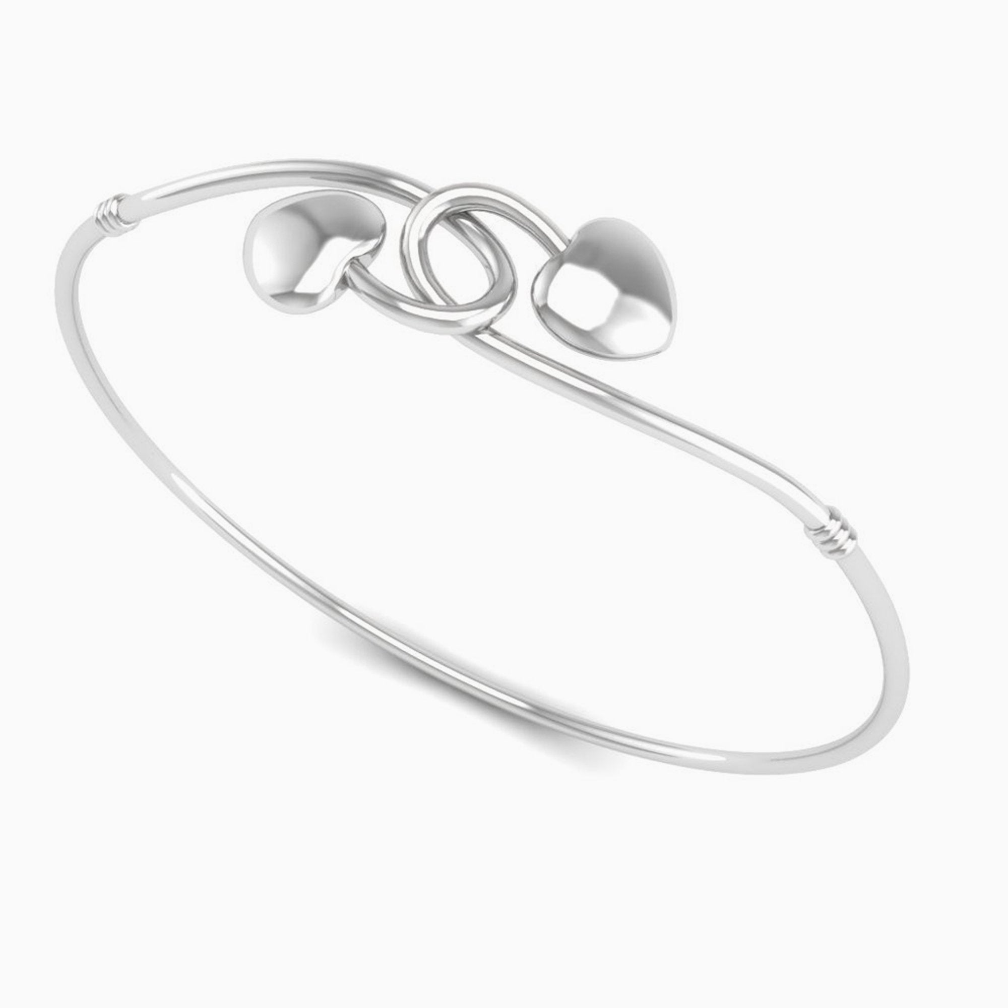 Sterling Silver Baby 2 Heart Bracelet Bangle By Krysaliis