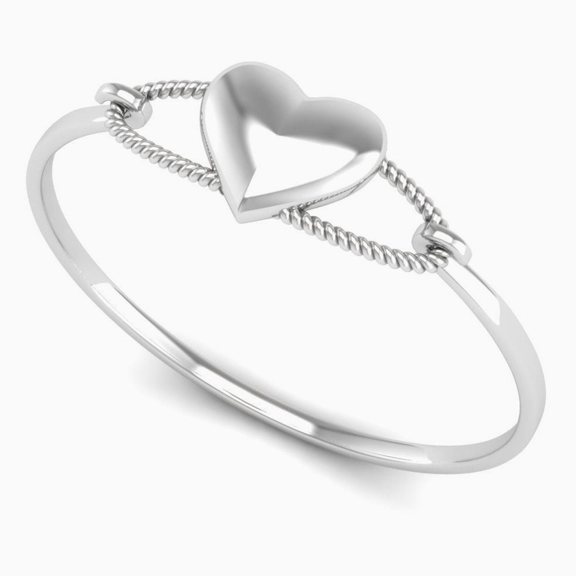 Sterling Silver Baby Cord Heart Bracelet Bangle By Krysaliis