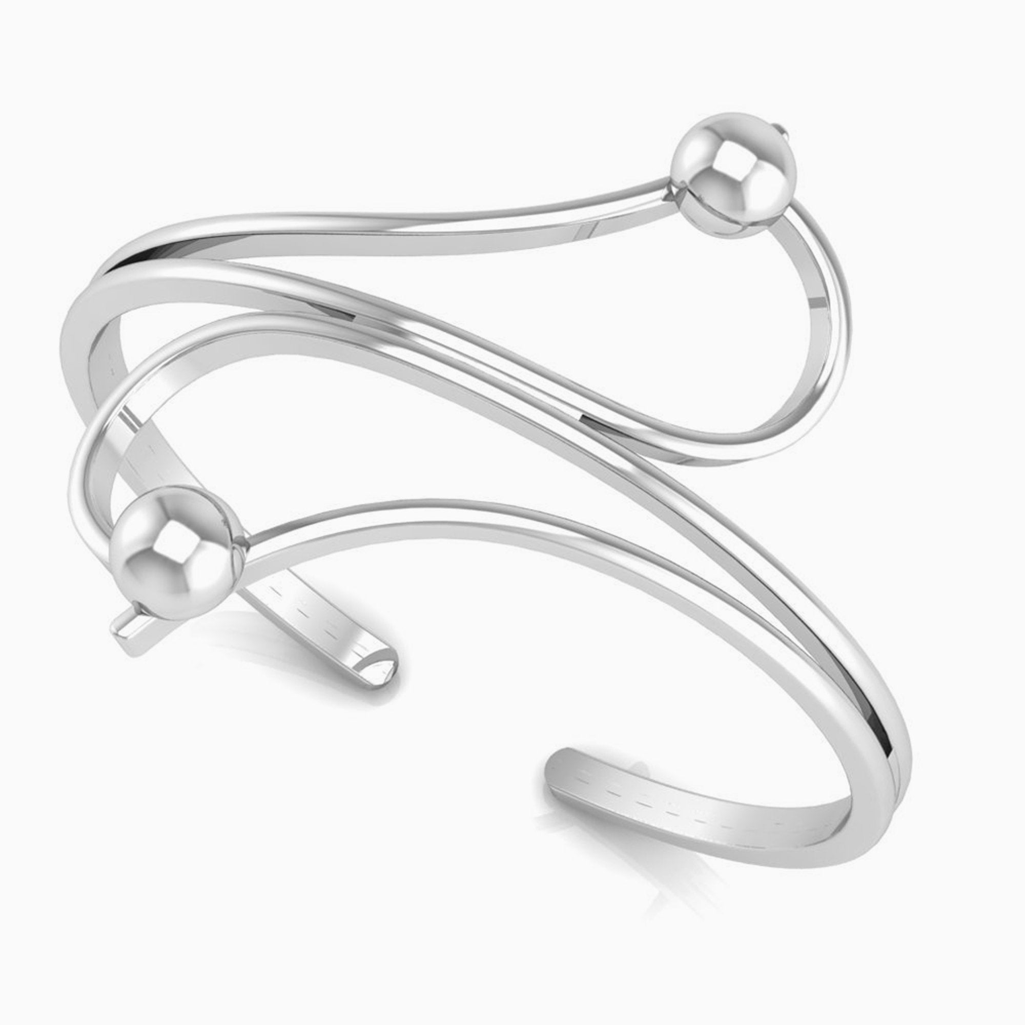 Sterling Silver Baby Curve & Ball Bracelet Bangle By Krysaliis
