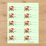 Abyssinian Santa Paws Gift Tag Sticker Sheet