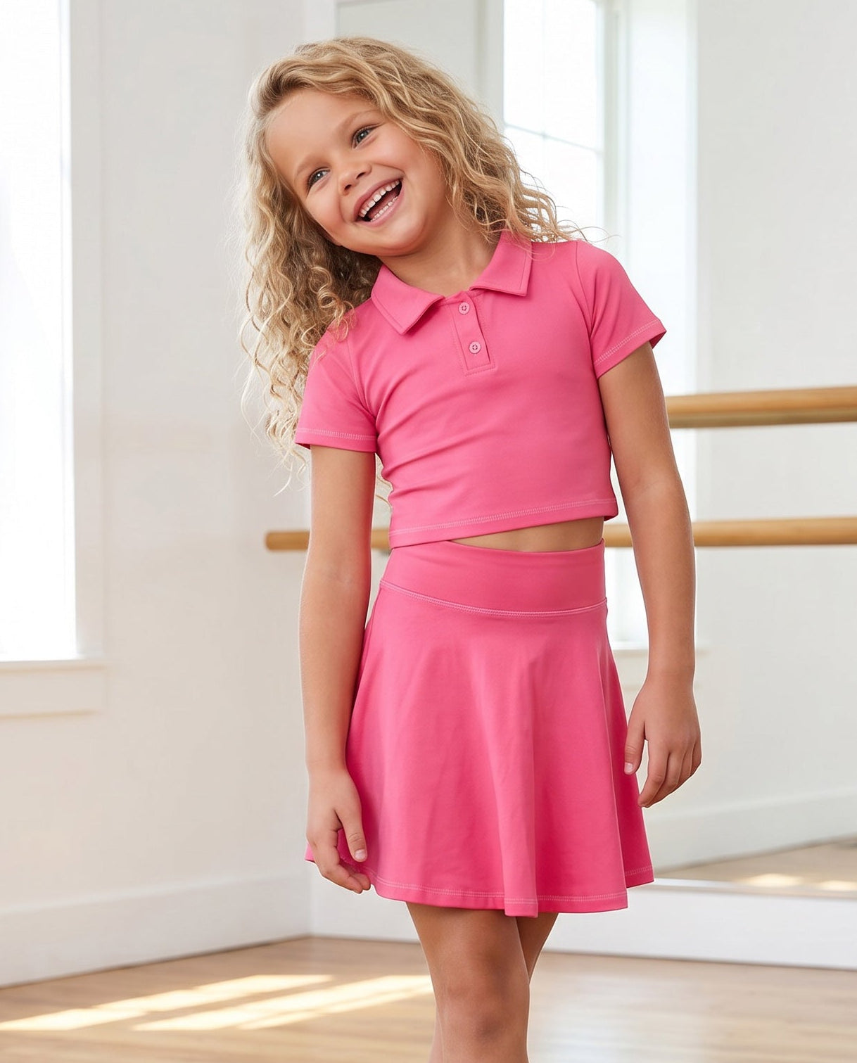 Active Bright Pink Polo Set