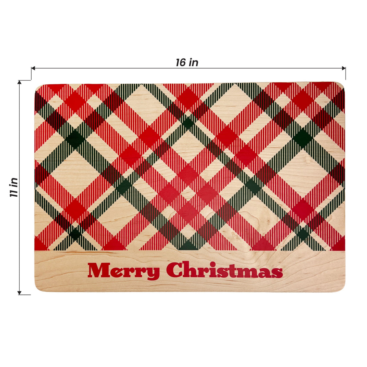 Solid Maple Wood Serving Board Platter Christmas Plaid - 11" X 16" | Made In The Usa 🇺🇸