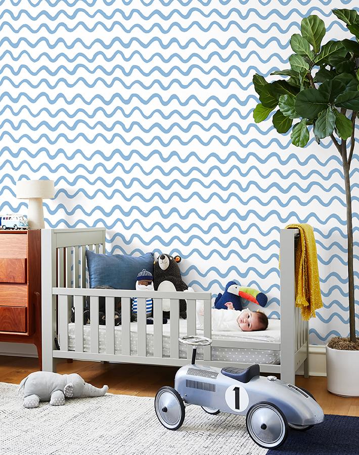 'aegean Waves' Wallpaper By Tea Collection - Cornflower