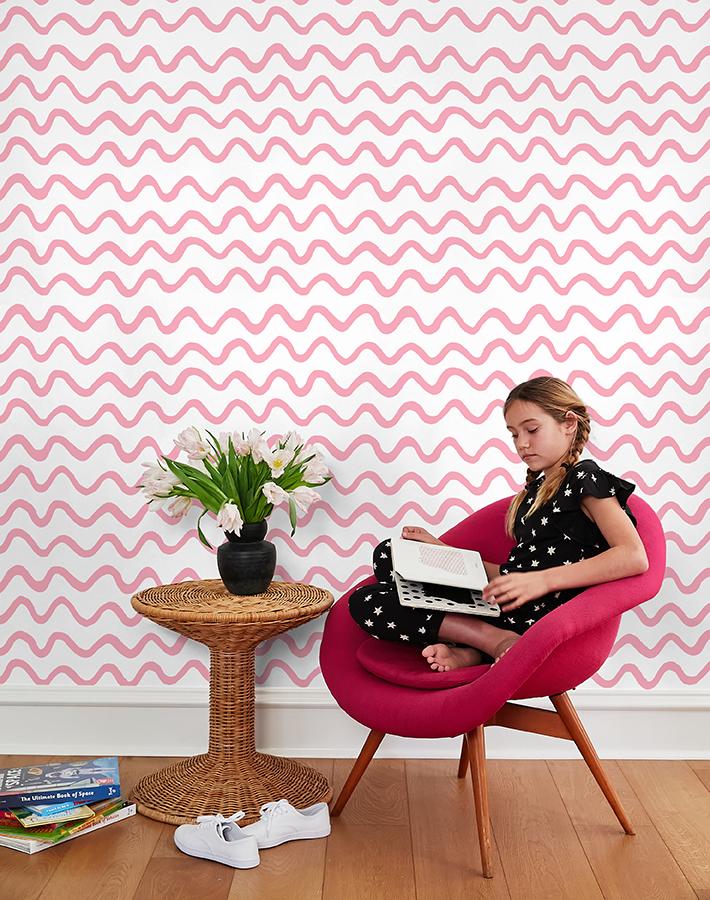 'aegean Waves' Wallpaper By Tea Collection - Bubblegum