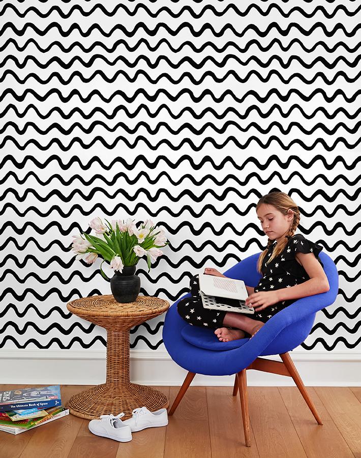 'aegean Waves' Wallpaper By Tea Collection - Onyx