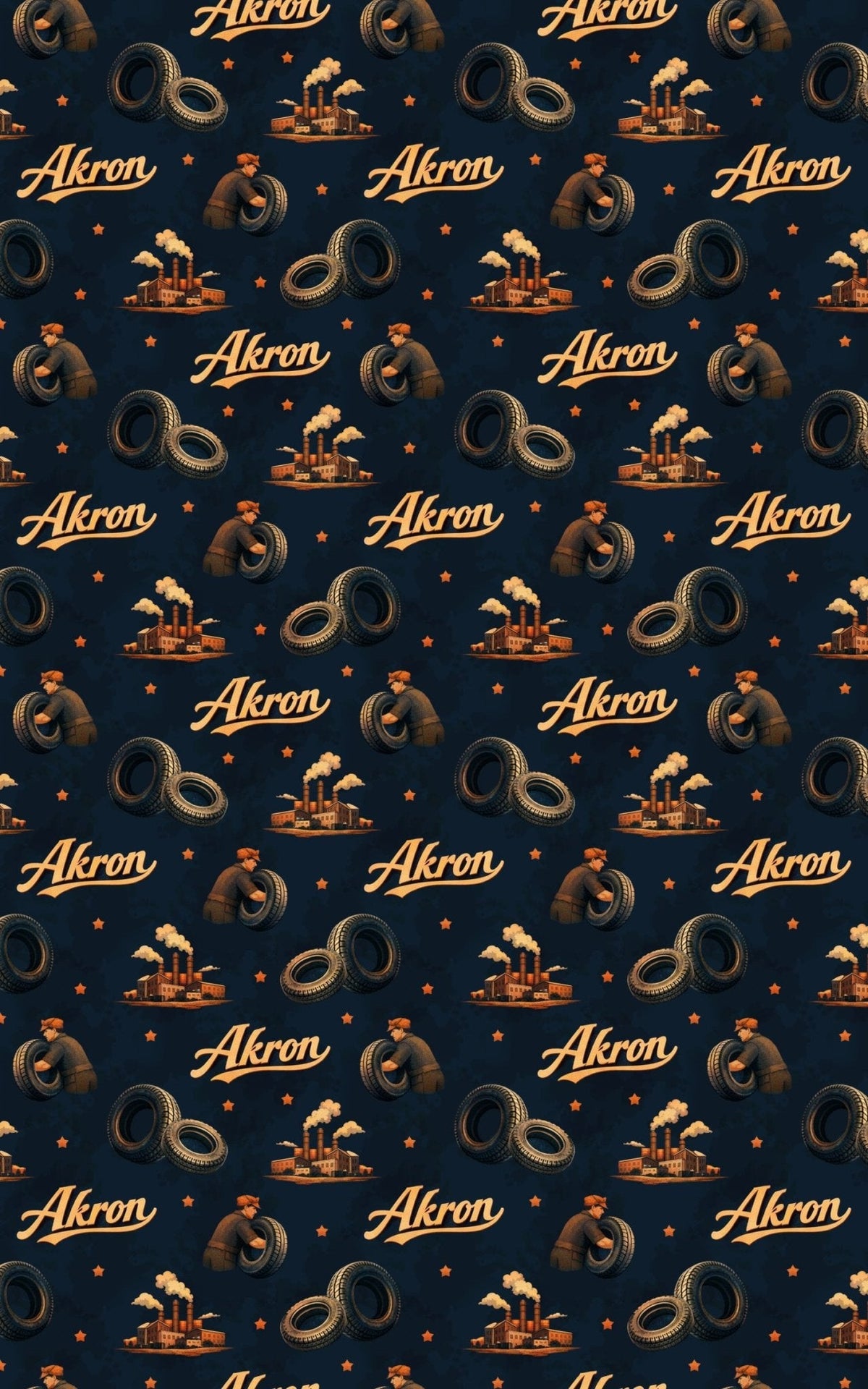 Akron Tire Town Twilight Wrapping Paper