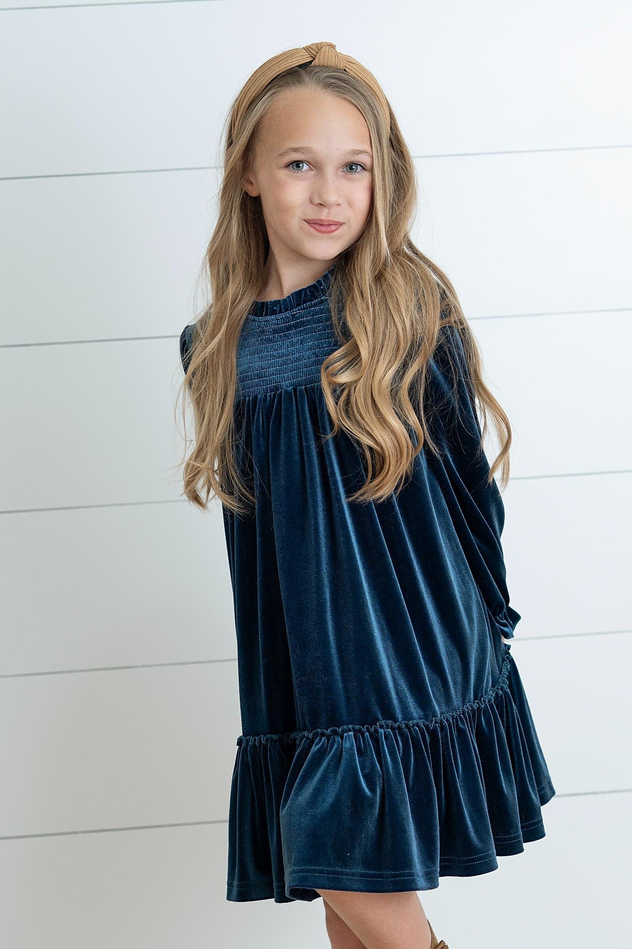 Alexa Teal Velvet Dress