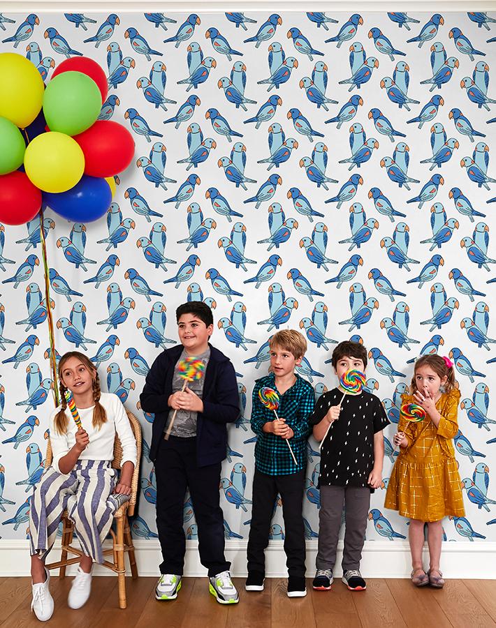 'alexandrine Parakeet' Wallpaper By Tea Collection - Blue