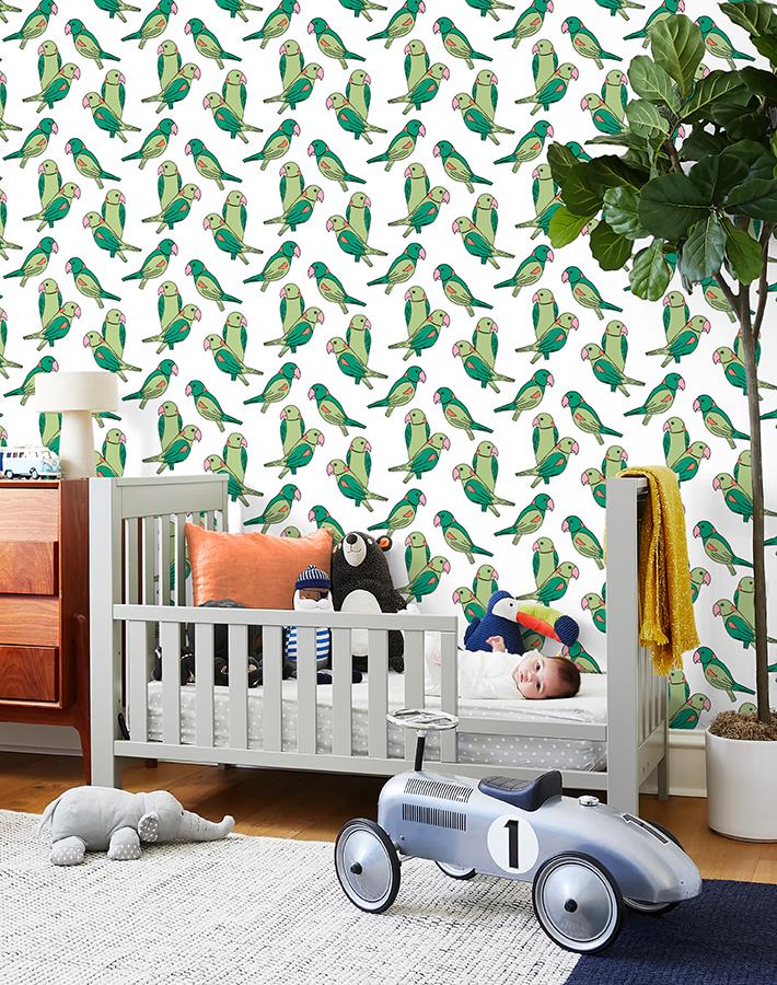 'alexandrine Parakeet' Wallpaper By Tea Collection - Green