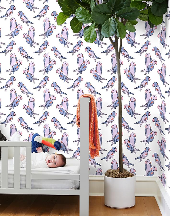 'alexandrine Parakeet' Wallpaper By Tea Collection - Lavender