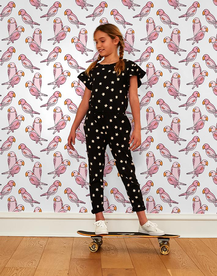 'alexandrine Parakeet' Wallpaper By Tea Collection - Pink