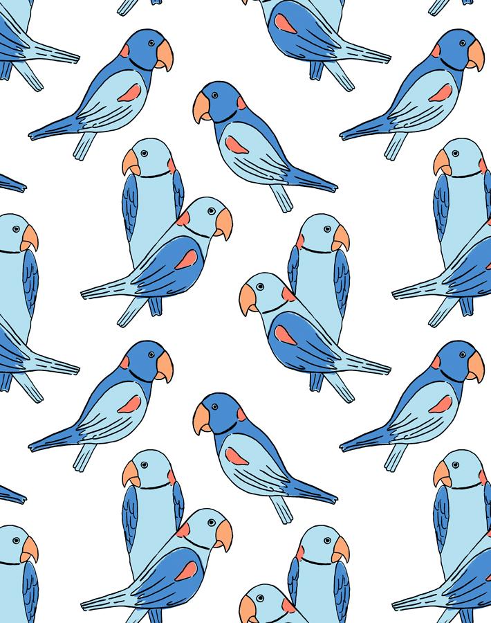 'alexandrine Parakeet' Wallpaper By Tea Collection - Blue