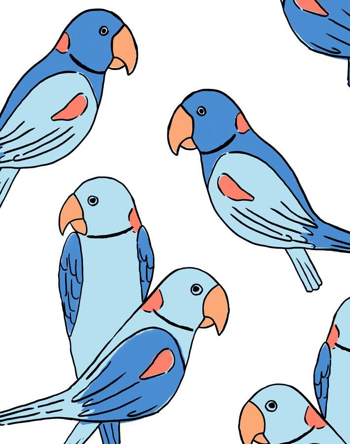 'alexandrine Parakeet' Wallpaper By Tea Collection - Blue