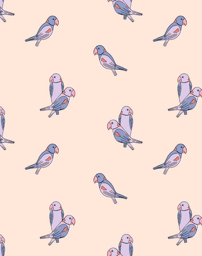 'small Alexandrine Parakeet' Wallpaper By Tea Collection - Lilac